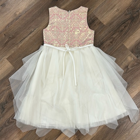 American Princess Pearls and Tulle Sparkle Fancy Dress Size 7 Pink/Cream/Gold - Picture 9 of 15